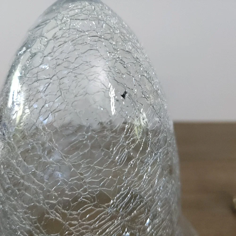 Vintage Crackled Glass‎ Bowl with Decorative Brass Stand